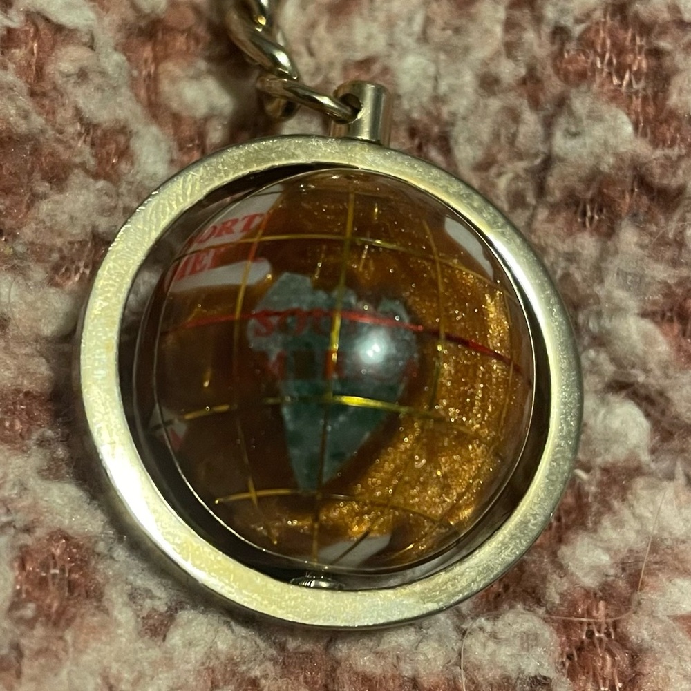 Gemstone Globe Fidget Spinning Goldtone Keychain - Picture 4 of 9
